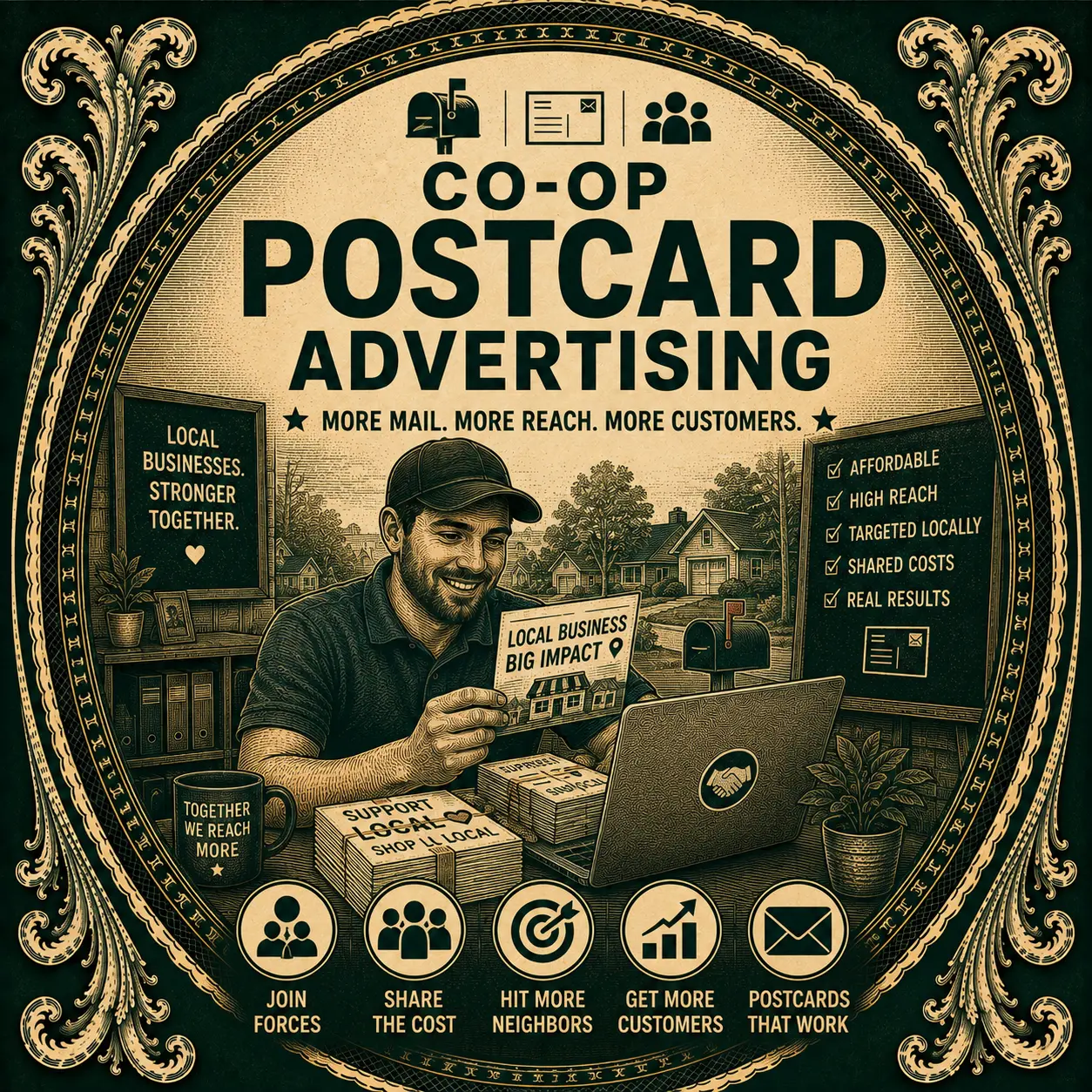Co-Op Postcard Advertising illustration